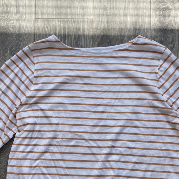 J. Crew - 100% Cotton Tan & White Striped Long Sleeve Tee - Size XL - Picture 2 of 6